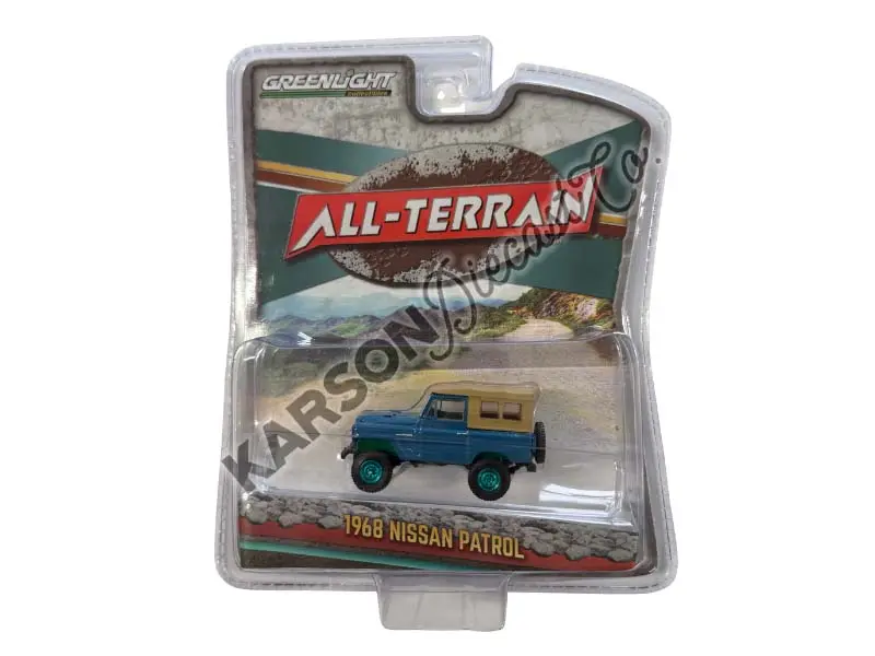 Chase 1968 Nissan Patrol Mt. Fuji Blue W/ Brown Top (All Terrain Series 9) Diecast 1:64 Scale Model - Greenlight 35150A 1