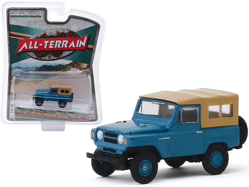 1968 Nissan Patrol Mt. Fuji Blue W/ Brown Top (All Terrain Series 9) Diecast 1:64 Scale Model - Greenlight 35150A 1