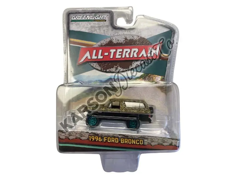 Chase 1996 Ford Bronco (Lifted) - Custom Matte Black And Camouflage (All-Terrain) Series 14 Diecast 1:64 Scale Model - Greenlight 35250C 1