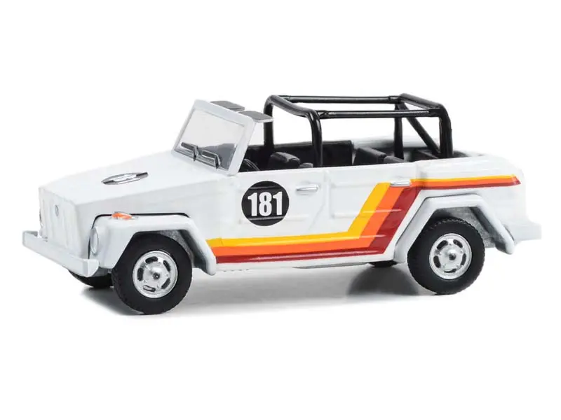 1974 Volkswagen Thing (Type 181) - White W/ Stripes (All-Terrain Series 15) Diecast 1:64 Scale Model - Greenlight 35270C 1