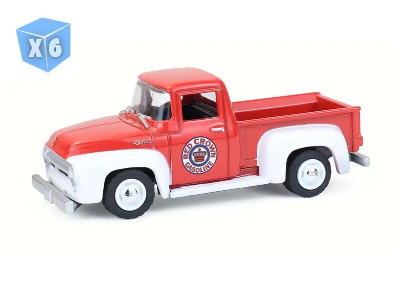 6 Pack 1954 Ford F-100 - Red Crown (Blue Collar Collection Series 14) Diecast 1:64 Scale Model - Greenlight 35300A 1