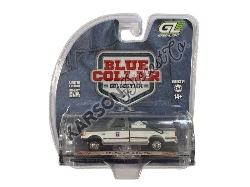 Raw Chase 1991 Ford F-250 Xl – Chevron (Blue Collar Collection Series 14) Diecast 1:64 Scale Model - Greenlight 35300D 1