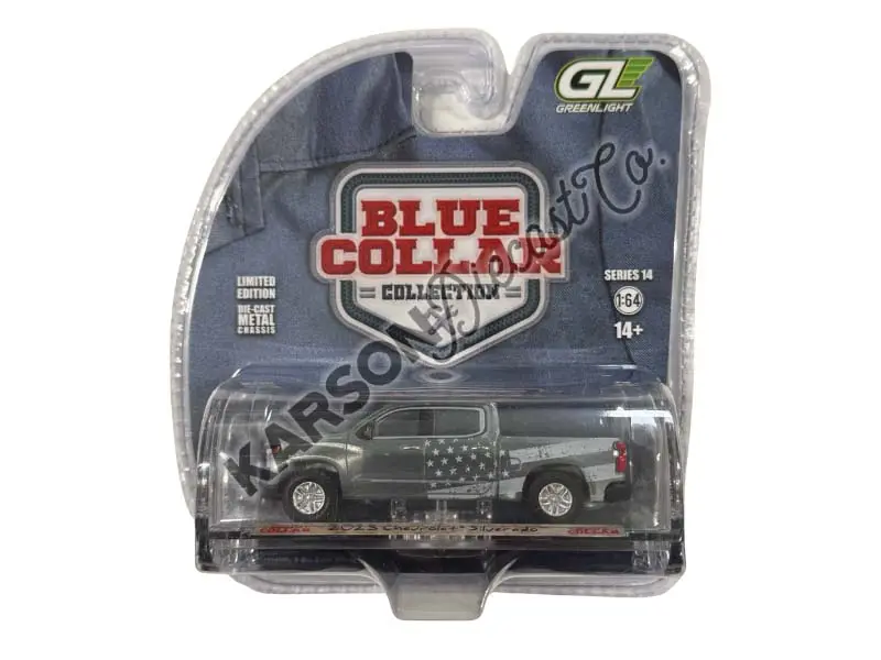 Raw Chase 2023 Chevrolet Silverado – Stars & Stripes (Blue Collar Collection Series 14) Diecast 1:64 Scale Model - Greenlight 35300F 1