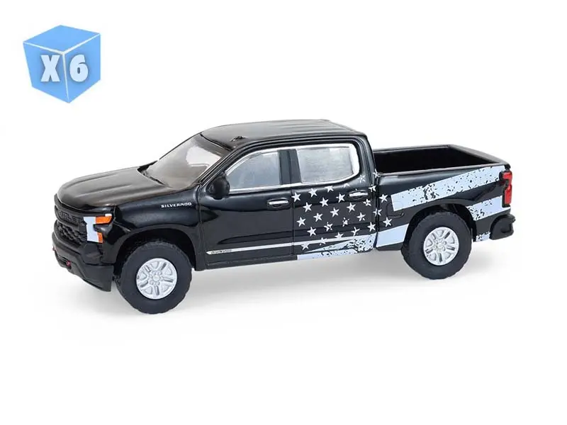 6 Pack 2023 Chevrolet Silverado – Stars & Stripes (Blue Collar Collection Series 14) Diecast 1:64 Scale Models - Greenlight 35300F 1