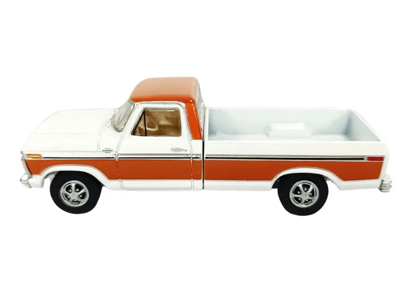 1977 Ford F150 Ranger Xlt - Orange & White (All-Terrain Series 17) Diecast 1:64 Scale Model - Greenlight 35310D 1