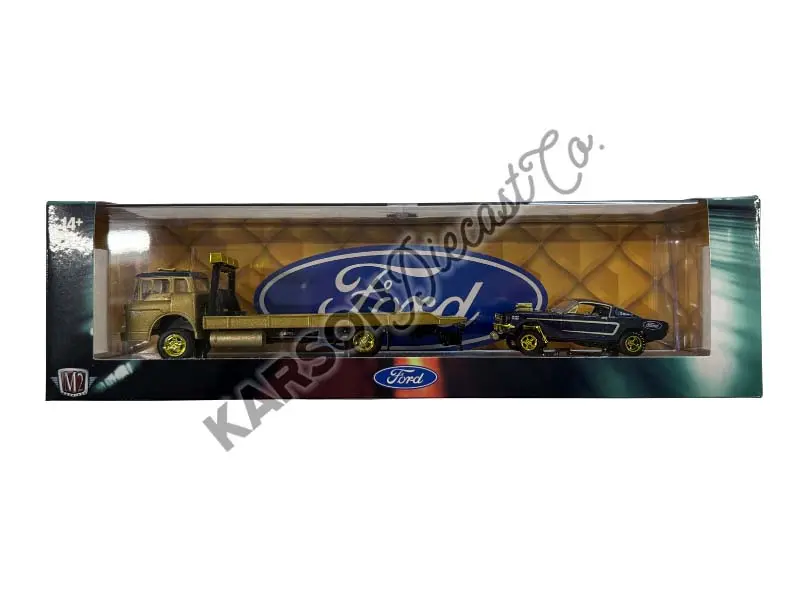 Chase 1990 Ford C-8000 & 1966 Ford Mustang Gasser (Auto-Haulers Release 87) Diecast 1:64 Scale Model - M2 Machines 36000-87 1