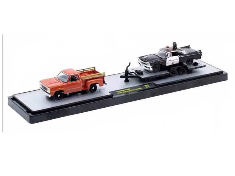 1978 Dodge True Spirit & 1957 Dodge Coronet Police Car D500 (Auto-Haulers Release 89) Diecast 1:64 Scale Model - M2 Machines 36000-89 1