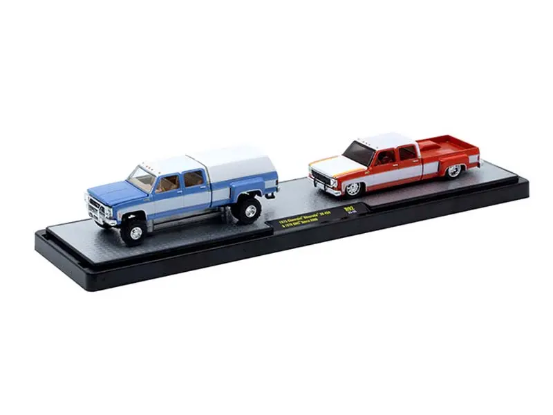 1975 Chevrolet Silverado 30 4X4 & 1976 Gmc Sierra 3500 Diecast 1:64 Scale Model - M2 Machines 36000-92 1