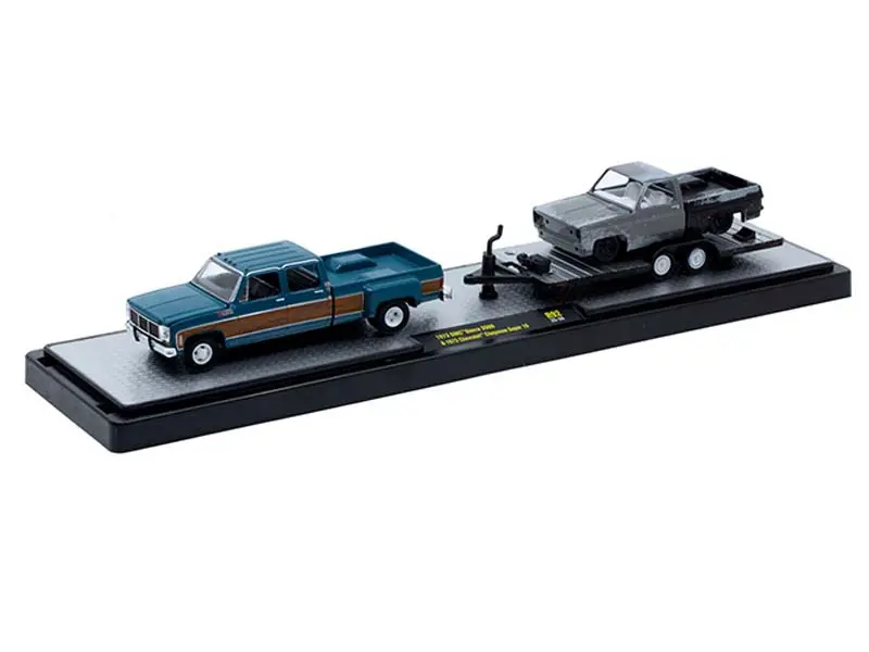 1973 Gmc Sierra 3500 & 1973 Chevrolet Cheyenne Super 10 Diecast 1:64 Scale Model - M2 Machines 36000-92 1