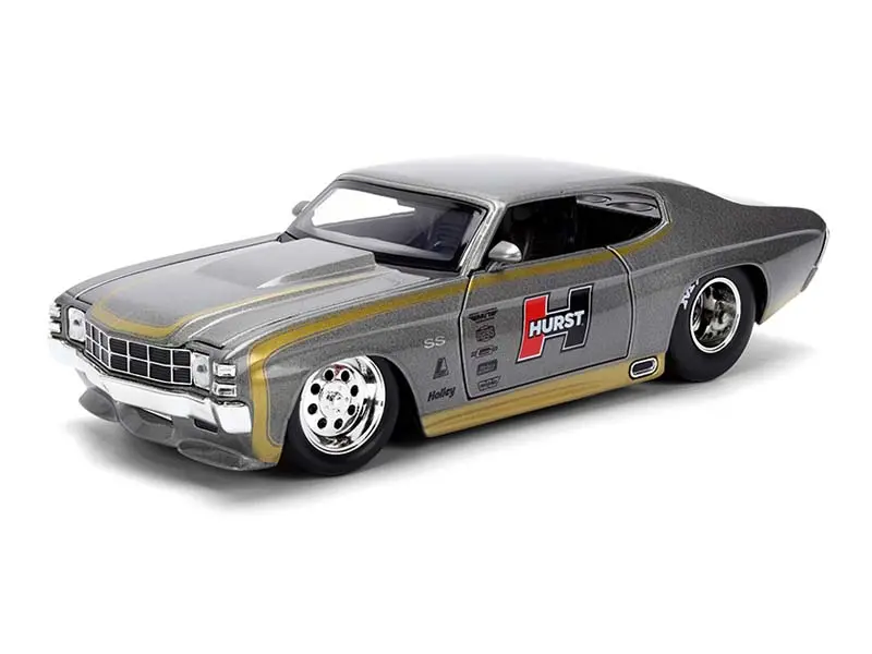 1971 Chevrolet Chevelle Ss – Grey Metallic W/ Gold Stripes (Bigtime Muscle) Diecast 1:24 Scale Model - Jada 36588 1