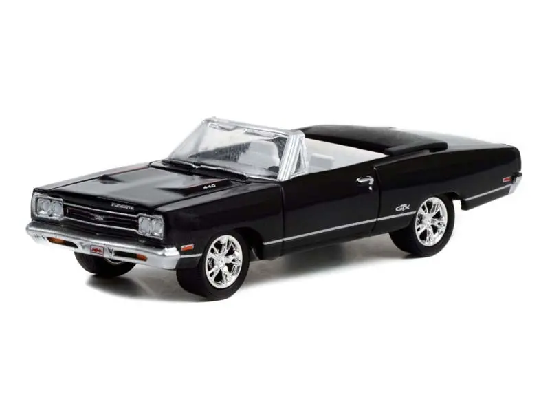 1969 Plymouth Gtx Convertible (Lot #1370.1) - Black W/ White Interior (Barrett-Jackson Series 9) Diecast 1:64 Scale Model - Greenlight 37250D 1