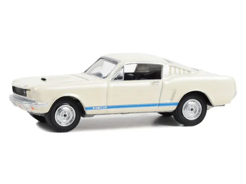 1965 Ford Mustang Shelby Gt350 - White W/ Blue Stripes (Barrett-Jackson Scottsdale Edition Series 12) Diecast 1:64 Scale Model - Greenlight 37290C 1
