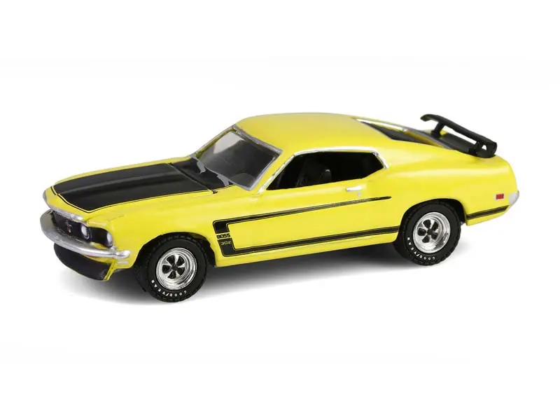 1969 Ford Mustang Boss 302 - Bright Yellow (Barrett-Jackson Series 15) Diecast 1:64 Scale Model - Greenlight 37320B 1