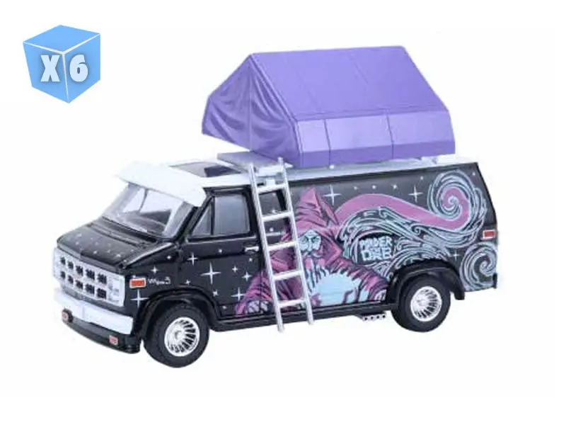 6 Pack 1978 Gmc Vandura Custom Van - Wizard W/ Camp'otel Cartop Sleeper Tent (The Great Outdoors Series 4) Diecast 1:64 Scale Model - Greenlight 38080C 1