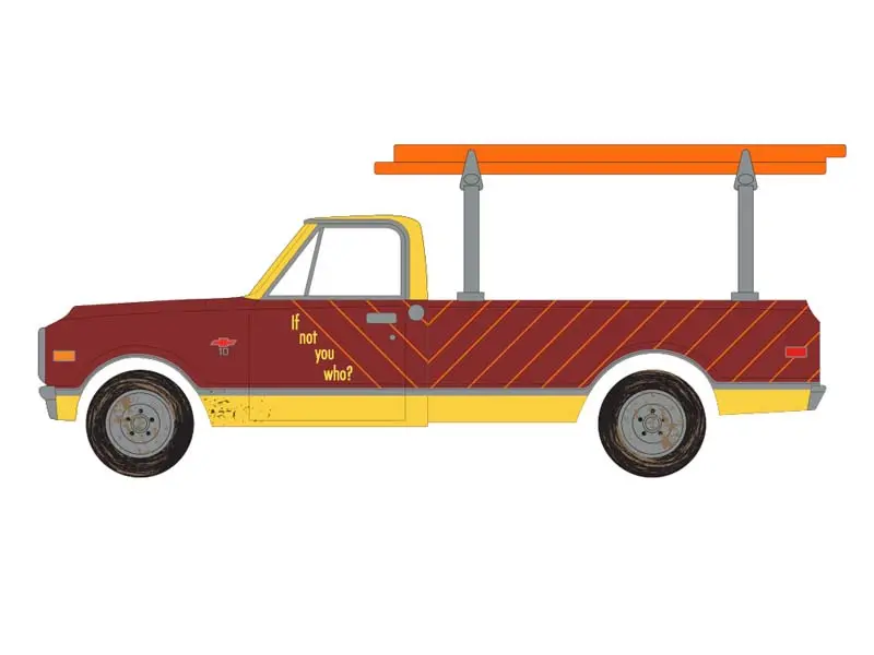 Pre-Order 1968 Chevy C-10 With Ladder Rack – Burned Timber Builds No Homes (Smokey Bear Series 5) Diecast 1:64 Scale Model - Greenlight 38090B 1