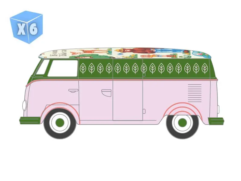 Pre-Order - 6 Pack 1972 Volkswagen Type 2 Panel Van - It’S Your Forest, Take Care Of It (Smokey Bear Series 5) Diecast 1:64 Scale Model - Greenlight 38090D 1