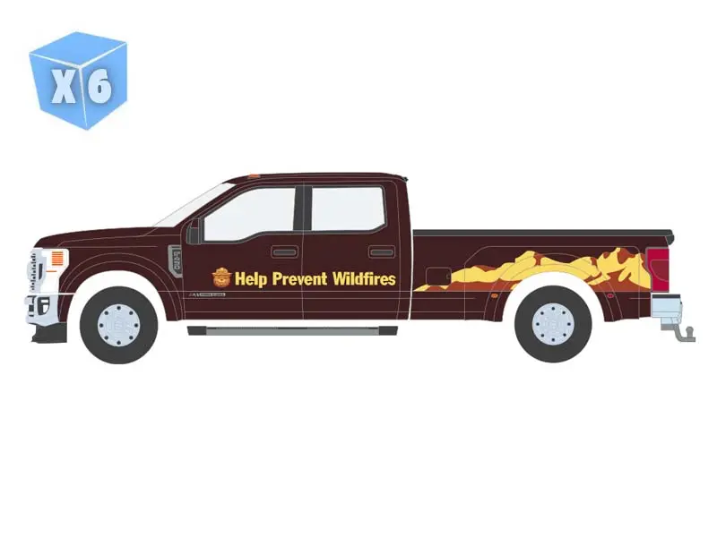Pre-Order - 6 Pack 2022 Ford Super Duty F-450 - Help Prevent Wild Fires (Smokey Bear Series 5) Diecast 1:64 Scale Model - Greenlight 38090E 1