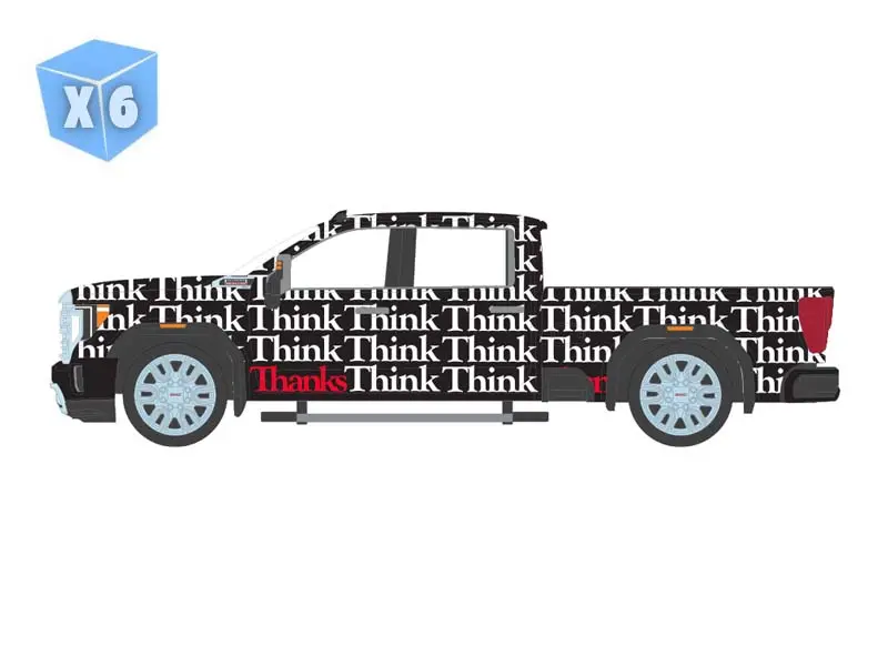 Pre-Order - 6 Pack 2023 Gmc Sierra 2500 Hd Sle - Think, Think, Thanks (Smokey Bear Series 5) Diecast 1:64 Scale Model - Greenlight 38090F 1