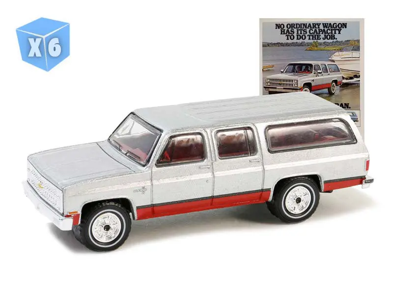 6 Pack 1981 Chevrolet Suburban (Vintage Ad Cars Series 10) Diecast 1:64 Scale Model - Greenlight 39140F 1