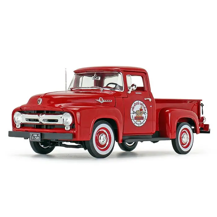 1956 Ford F-100 Pickup Truck Vermillion Red "The Busted Knuckle Garage" 1:25 Diecast Model Car - First Gear 40-0414B2 1