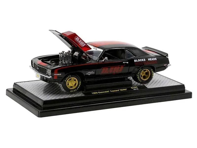 1969 Chevrolet Camaro Ss/Rs Dart – Black W/ Red Stripes (Release 107) Diecast 1:24 Scale Model - M2 Machines 40300-107B 1