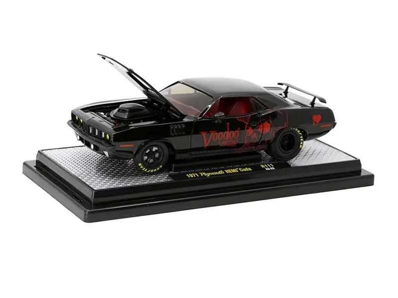 1971 Plymouth Hemi Cuda Voodoo – Metallic Black (Release 111) Diecast 1:24 Scale Model - M2 Machines 40300-111A 1
