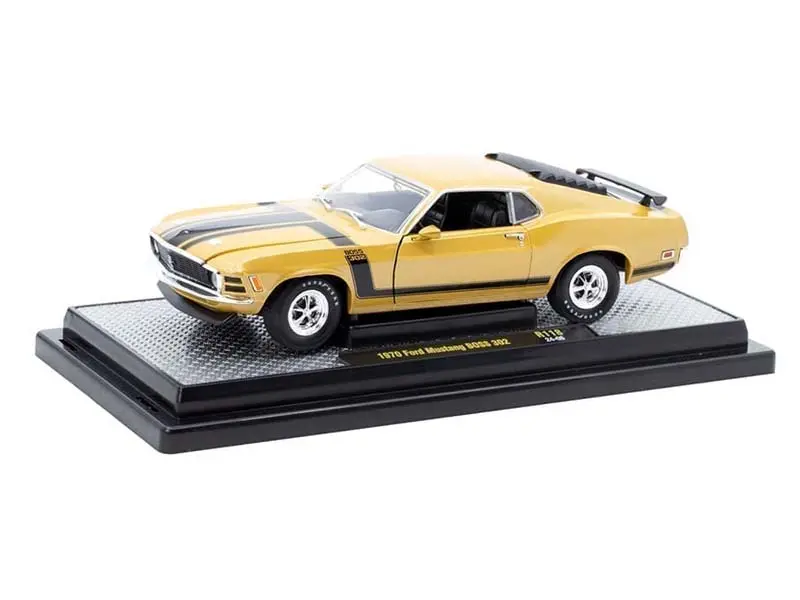 1970 Ford Mustang Boss 302 – Gold Metallic W/ Black Striping (Release 118B) Diecast 1:24 Scale Model - M2 Machines 40300-118B 1