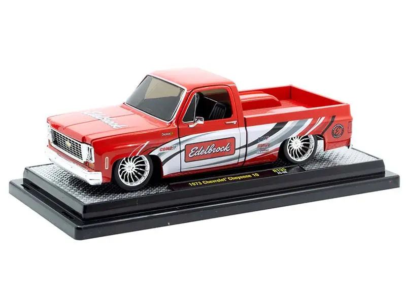 1973 Chevrolet Cheyenne 10 Edelbrock – Red (Release 135A) Diecast 1:24 Scale Model - M2 Machines 40300-135A 1