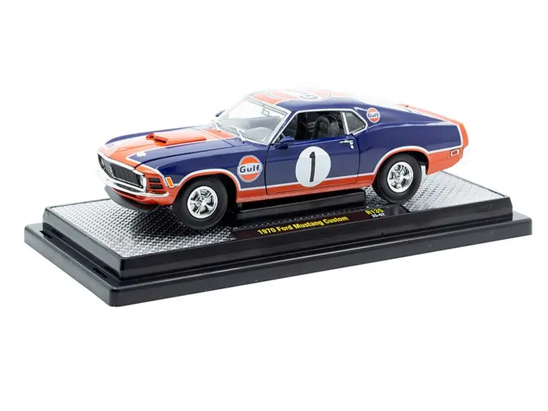 1970 Ford Mustang Custom Gulf – Blue (Release 135B) Diecast 1:24 Scale Model - M2 Machines 40300-135B 1