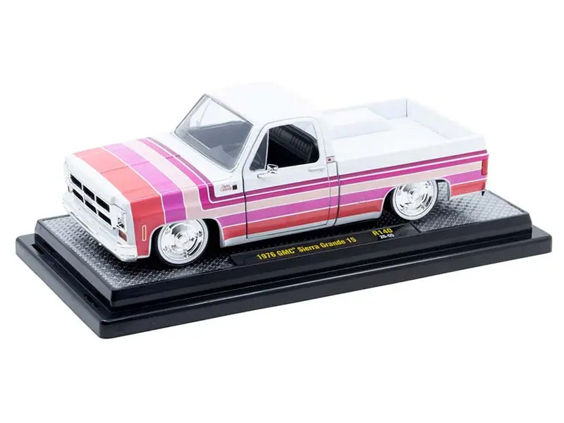 Pre-Order 1976 Gmc Sierra Grande 15 – White – Release 140A Diecast 1:24 Scale Model - M2 Machines 40300-140A 1