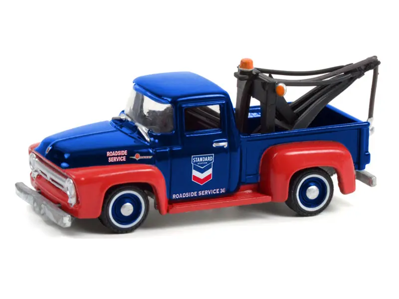 1954 Ford F-100 W/ Drop-In Tow Hook - Standard Oil Company (Running On Empty Series 13) Diecast 1:64 Scale Model - Greenlight 41130A 1