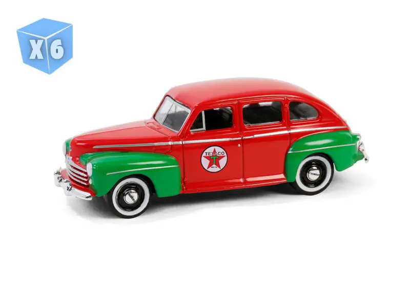 6 Pack 1948 Ford Fordor Super Deluxe (Texaco Special Edition Series 1) Diecast 1:64 Scale Model - Greenlight 41165A 1