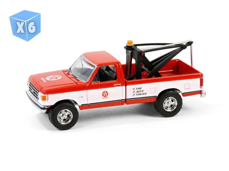 6 Pack 1988 Ford F-250 W/ Drop-In Tow Hook (Texaco Special Edition Series 1) Diecast 1:64 Scale Model - Greenlight 41165D 1