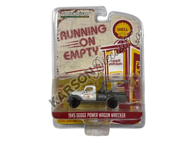 Raw Chase 1945 Dodge Power Wagon Wrecker - Shell Oil (Running On Empty Series 17) Diecast 1:64 Scale Model - Greenlight 41170A 1