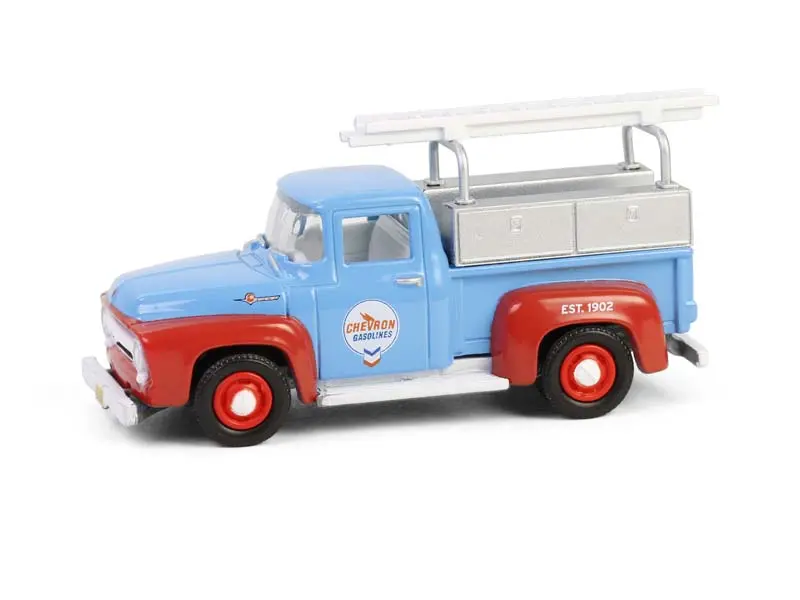 1956 Ford F-100 W/ Tool Boxes And Ladders (Chevron Special Edition Series 1) Diecast 1:64 Scale Model - Greenlight 41175B 1