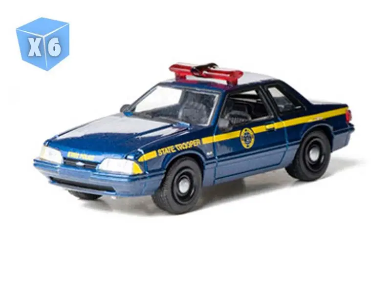 6 Pack 1988 Ford Mustang - New York State Police (Hot Pursuit Series 8) Diecast 1:64 Scale Model - Greenlight 42650A 1