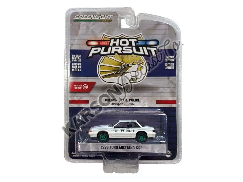 Chase 1993 Ford Mustang Ssp - Oregon State Police (Hot Pursuit Series 41) Diecast 1:64 Scale Model - Greenlight 42990B 1
