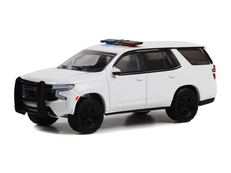 2022 Chevrolet Tahoe Police Pursuit Vehicle (Ppv) White W/ Lights - Hot Pursuit Diecast 1:64 Scale Model - Greenlight 43001 1