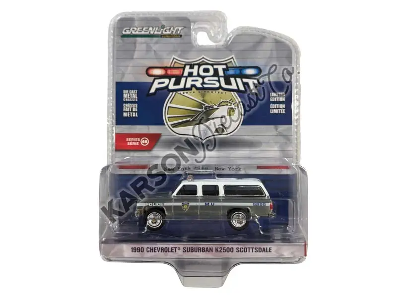Raw Chase 1990 Chevrolet Suburban K2500 Scottsdale - New York City Police Department (Hot Pursuit Series 46) Diecast 1:64 Scale Model - Greenlight 43040D 1