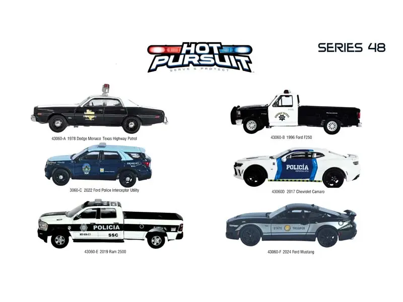 Pre-Order (Hot Pursuit Series 48) Set Of 6 Diecast 1:64 Scale Models - Greenlight 43060 1