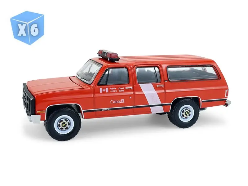 6 Pack 1991 Gmc Suburban - Canada Coast Guard (Hot Pursuit - Canada Special Edition) Diecast 1:64 Scale Model - Greenlight 43065F 1