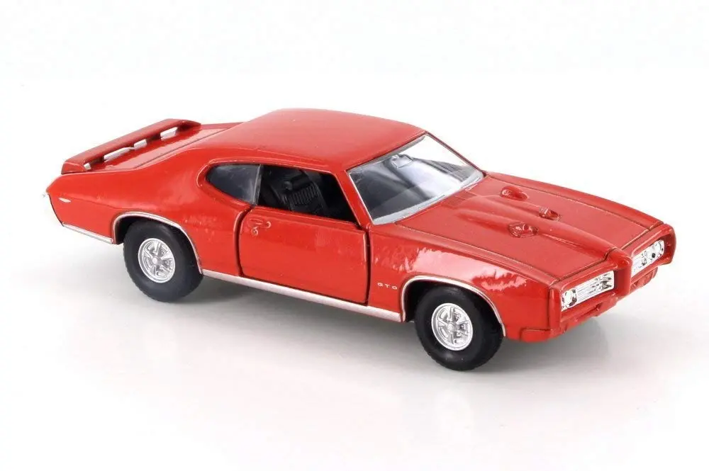 1969 Pontiac Gto Orange 4.5" Diecast Model Pull Back - Welly - 43714Or 1