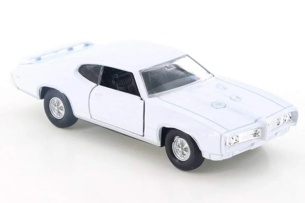 1969 Pontiac Gto White 4.5" Diecast Model Pull Back - Welly - 43714Wh 1