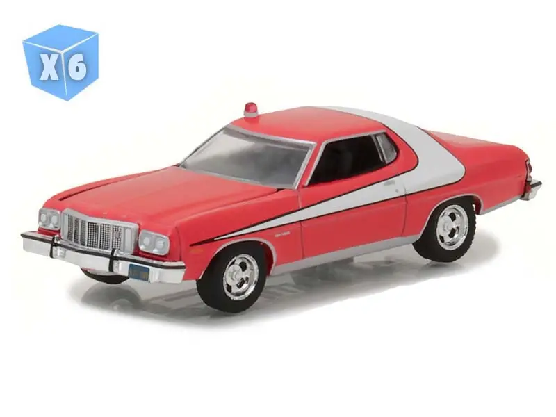 6 Pack 1976 Ford Gran Torino - Starsky And Hutch (Hollywood Series 18) Diecast 1:64 Scale Model - Greenlight 44780A 1