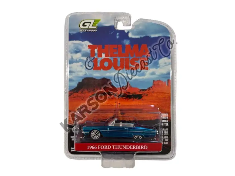 Chrome Chase 1966 Ford Thunderbird Convertible - Thelma & Louise (Hollywood Series 34) Diecast 1:64 Scale Model - Greenlight 44940E 1