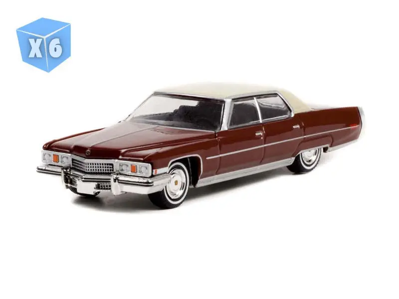 6 Pack 1973 Cadillac Sedan Deville - Rocky (Hollywood Series 35) Diecast 1:64 Scale Model - Greenlight 44950A 1
