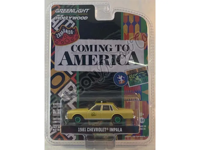 Chase 1981 Chevrolet Impala Taxi - Coming To America (Hollywood Series 39) Diecast 1:64 Scale Model - Greenlight 44990C 1