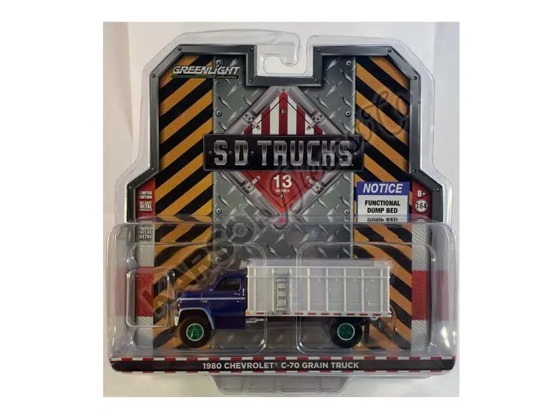 Chase 1980 Chevrolet C-70 Grain Truck Blue Poly Cab W/ White Bed "S.D. Trucks Series 13" Diecast 1:64 Scale Model - Greenlight 45130A 1