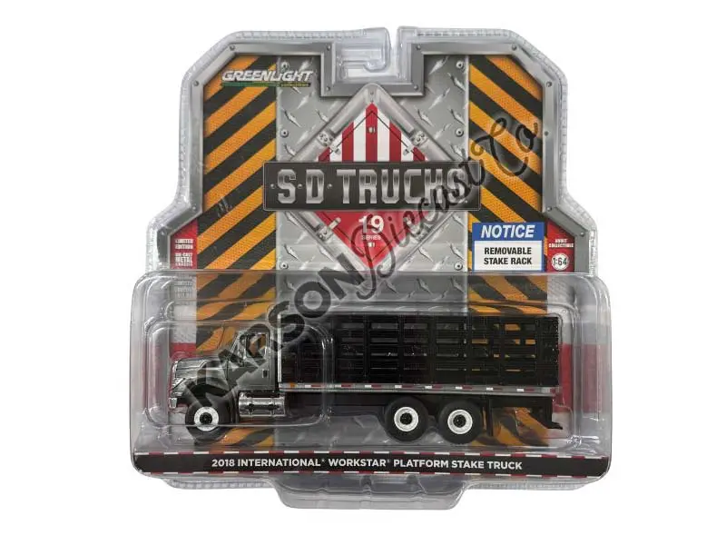 Raw Chase 2018 International Workstar Platform Stake - Blue (S.D. Trucks Series 19) Diecast 1:64 Scale Model - Greenlight 45190B 1