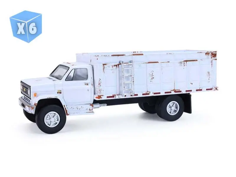 6 Pack 1980 Chevrolet C-70 Grain Truck – White Weathered (S.D. Trucks Series 20) Diecast 1:64 Scale Model - Greenlight 45200A 1